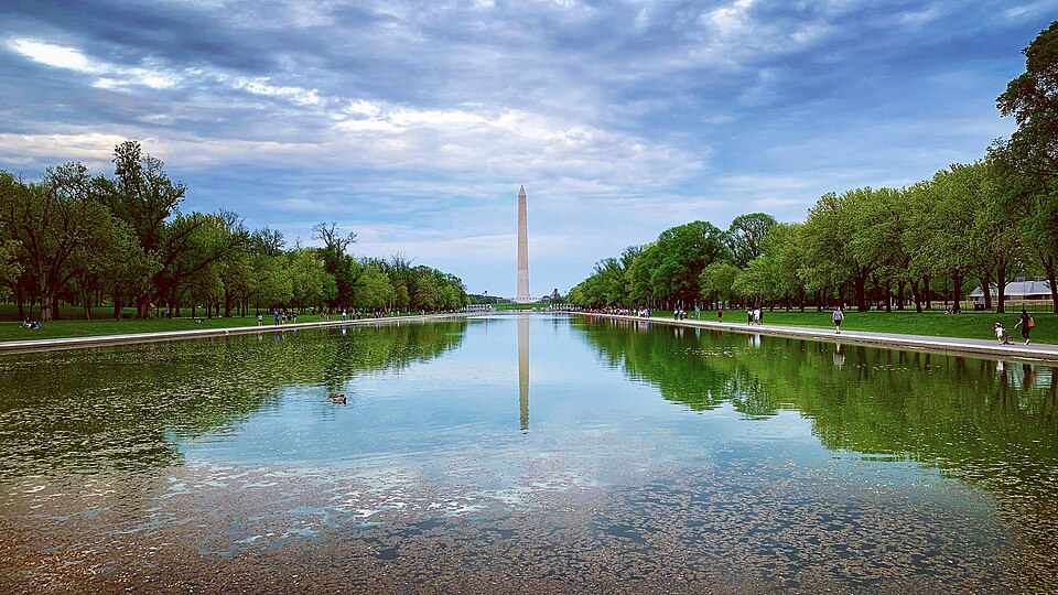 The Lincoln Memorial reflecting pool and the Washington Monument, Washington DC